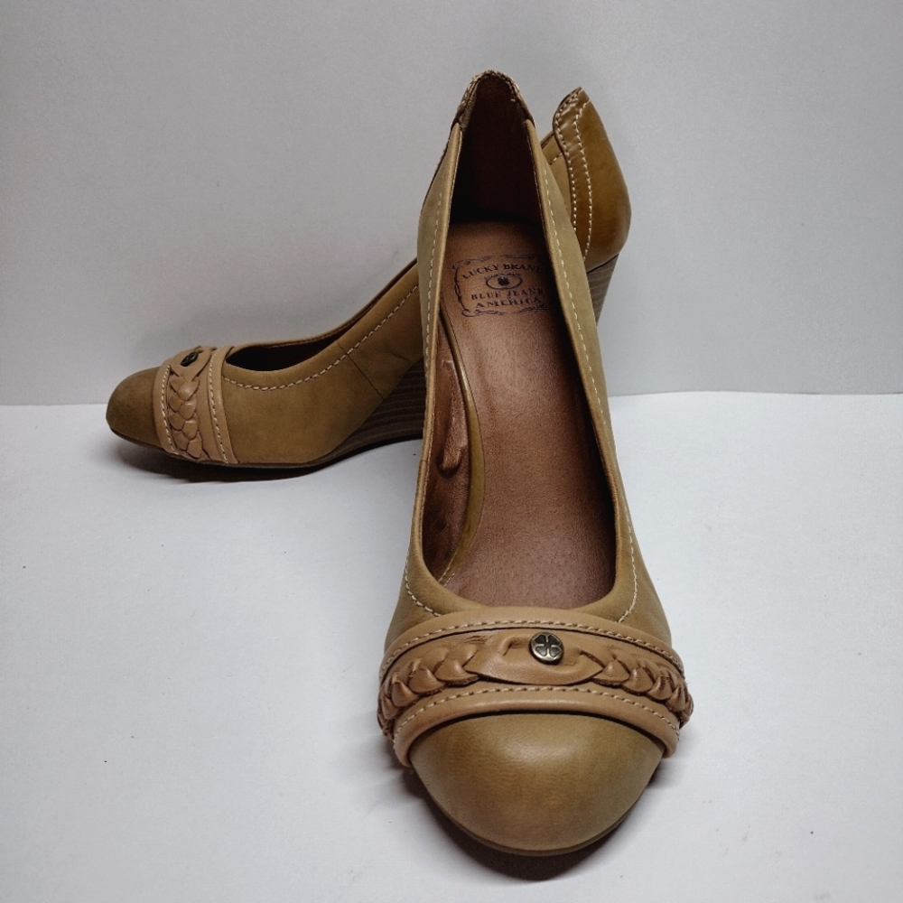 Lucky Brand "Grace" leather wedges shoes size 10M